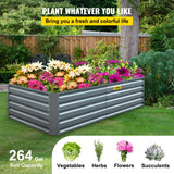 VEVOR Galvanized Raised Garden Bed, 203 x 102 x 48 cm Metal Planter Box, Gray Steel Plant Raised Garden Bed Kit, Planter Boxes Outdoor for Growing Vegetables,Flowers,Fruits,Herbs,and Succulents - Rear View