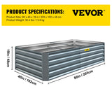 Galvanized Raised Garden Bed, 203 x 102 x 48 cm Metal Planter Box, Gray Steel Plant Raised Garden Bed Kit, Planter Boxes Outdoor for Growing Vegetables,Flowers,Fruits,Herbs,and Succulents