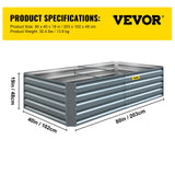 VEVOR Galvanized Raised Garden Bed, 203 x 102 x 48 cm Metal Planter Box, Gray Steel Plant Raised Garden Bed Kit, Planter Boxes Outdoor for Growing Vegetables,Flowers,Fruits,Herbs,and Succulents - Close-Up Angle