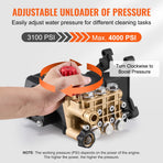 Pressure Washer Pump, 1" Shaft Horizontal Triplex Plunger, 4000 PSI, 4.0GPM, Replacement Power Washer Pumps Kit with Hardware, Compatible with Simpson MorFlex 40224, 40225, 40226, Santoprene
