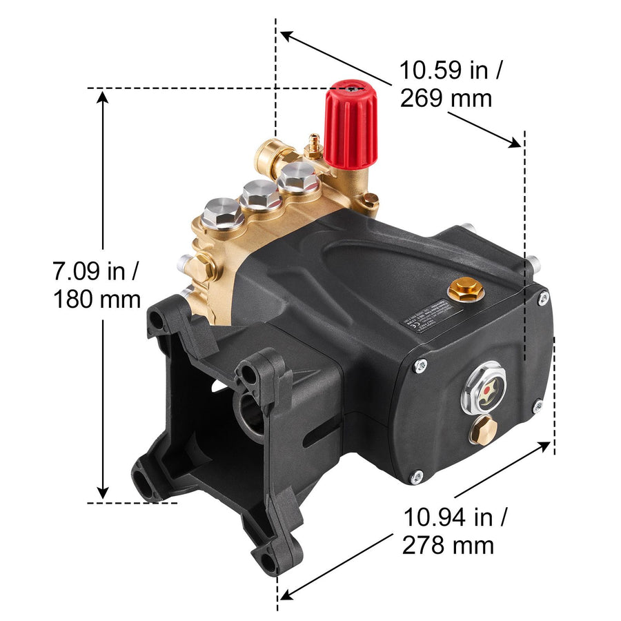Pressure Washer Pump, 1" Shaft Horizontal Triplex Plunger, 4000 PSI, 4.0GPM, Replacement Power Washer Pumps Kit with Hardware, Compatible with Simpson MorFlex 40224, 40225, 40226, Santoprene