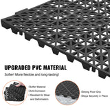 VEVOR Modular Interlocking Cushion, 50 Pack 30 x 30 cm Splicing Drainage Mats, PVC Interlocking Drainage Floor Tiles, Non-Slip Drainage Holes for Restroom, Bathroom, Kitchen, Pool, Wet Area, Black - Front View