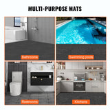 VEVOR Modular Interlocking Cushion, 50 Pack 30 x 30 cm Splicing Drainage Mats, PVC Interlocking Drainage Floor Tiles, Non-Slip Drainage Holes for Restroom, Bathroom, Kitchen, Pool, Wet Area, Black - 45-Degree Angle