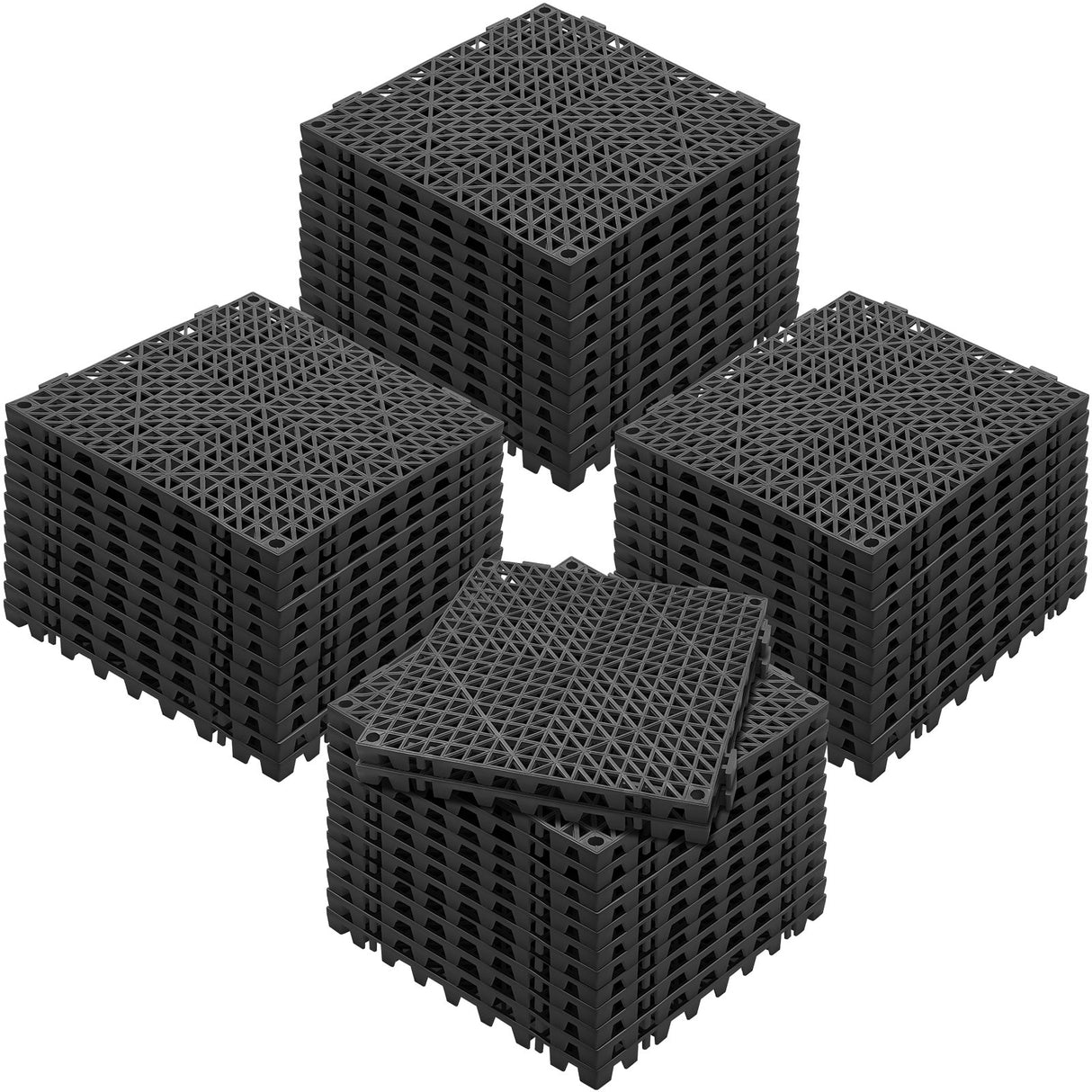 VEVOR Modular Interlocking Cushion, 50 Pack 30 x 30 cm Splicing Drainage Mats, PVC Interlocking Drainage Floor Tiles, Non-Slip Drainage Holes for Restroom, Bathroom, Kitchen, Pool, Wet Area, Black