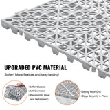 VEVOR Modular Interlocking Cushion, 50 Pack 30 x 30 cm Splicing Drainage Mats, Soft PVC Interlocking Drainage Floor Tiles, Non-Slip Drainage Holes for Restroom, Bathroom, Kitchen, Pool, Wet Area, Gray
