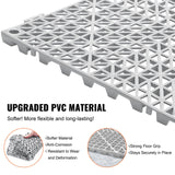 VEVOR Modular Interlocking Cushion, 50 Pack 30 x 30 cm Splicing Drainage Mats, Soft PVC Interlocking Drainage Floor Tiles, Non-Slip Drainage Holes for Restroom, Bathroom, Kitchen, Pool, Wet Area, Gray - Side View
