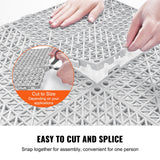 VEVOR Modular Interlocking Cushion, 50 Pack 30 x 30 cm Splicing Drainage Mats, Soft PVC Interlocking Drainage Floor Tiles, Non-Slip Drainage Holes for Restroom, Bathroom, Kitchen, Pool, Wet Area, Gray