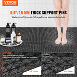 VEVOR Modular Interlocking Cushion, 55 Pack 30 x 30 cm Splicing Drainage Mats, PVC Interlocking Drainage Floor Tiles, Non-Slip Drainage Holes for Restroom, Bathroom, Kitchen, Pool, Wet Area, Black - Front View