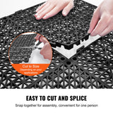 VEVOR Modular Interlocking Cushion, 55 Pack 30 x 30 cm Splicing Drainage Mats, PVC Interlocking Drainage Floor Tiles, Non-Slip Drainage Holes for Restroom, Bathroom, Kitchen, Pool, Wet Area, Black - Top-Down View