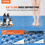 VEVOR Modular Interlocking Cushion, 55 Pack 30 x 30 cm Splicing Drainage Mats, Soft PVC Interlocking Drainage Floor Tiles, Non-Slip Drainage Holes for Restroom, Bathroom, Kitchen, Pool, Wet Area, Blue - Front View