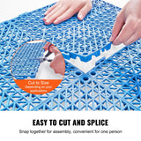 VEVOR Modular Interlocking Cushion, 55 Pack 30 x 30 cm Splicing Drainage Mats, Soft PVC Interlocking Drainage Floor Tiles, Non-Slip Drainage Holes for Restroom, Bathroom, Kitchen, Pool, Wet Area, Blue - Top-Down View