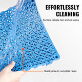 VEVOR Modular Interlocking Cushion, 55 Pack 30 x 30 cm Splicing Drainage Mats, Soft PVC Interlocking Drainage Floor Tiles, Non-Slip Drainage Holes for Restroom, Bathroom, Kitchen, Pool, Wet Area, Blue - 45-Degree Angle