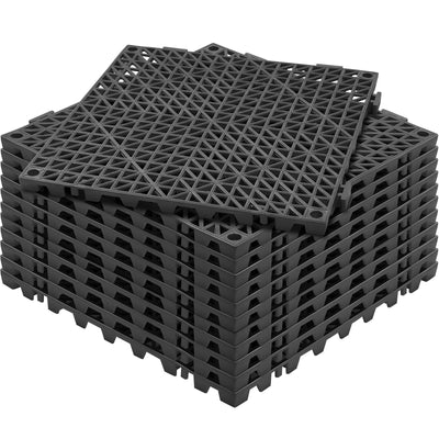 VEVOR Modular Interlocking Cushion, 12 Pack 30 x 30 cm Splicing Drainage Mats, PVC Interlocking Drainage Floor Tiles, Non-Slip Drainage Holes for