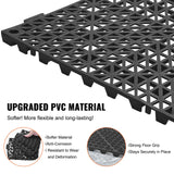 VEVOR Modular Interlocking Cushion, 12 Pack 30 x 30 cm Splicing Drainage Mats, PVC Interlocking Drainage Floor Tiles, Non-Slip Drainage Holes for Restroom, Bathroom, Kitchen, Pool, Wet Area, Black