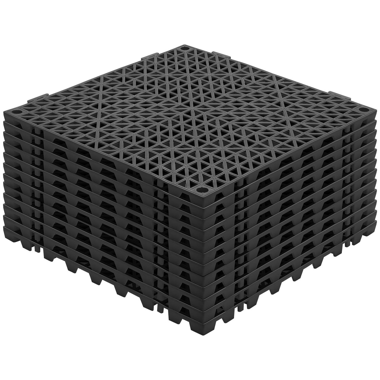 VEVOR Modular Interlocking Cushion, 12 Pack 30 x 30 cm Splicing Drainage Mats, PVC Interlocking Drainage Floor Tiles, Non-Slip Drainage Holes for Restroom, Bathroom, Kitchen, Pool, Wet Area, Black