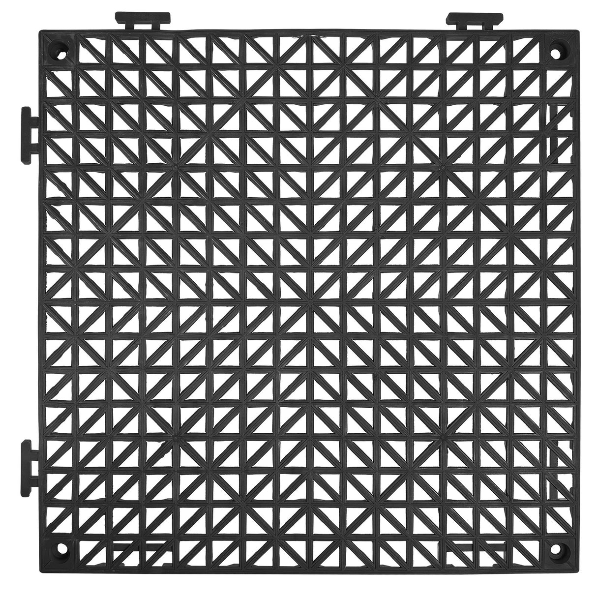 VEVOR Modular Interlocking Cushion, 12 Pack 30 x 30 cm Splicing Drainage Mats, PVC Interlocking Drainage Floor Tiles, Non-Slip Drainage Holes for Restroom, Bathroom, Kitchen, Pool, Wet Area, Black