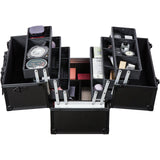 VEVOR Makeup Train Case 370MM Large Portable Cosmetic Case, 6 Tier Trays Professional Makeup Storage Organizer Box Make Up Carrier with Handle And