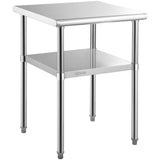 VEVOR Stainless Steel Prep Table, 61 x 61 x 91.4 cm, 600lbs Load Capacity Heavy Duty Metal Worktable with Adjustable Undershelf & Universal Wheels,