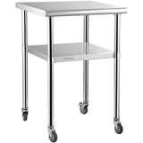 VEVOR Stainless Steel Prep Table, 61 x 61 x 91.4 cm, 600lbs Load Capacity Heavy Duty Metal Worktable with Adjustable Undershelf & Universal Wheels, Commercial Workstation for Kitchen Garage Backyard - Extra Image