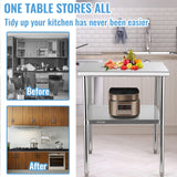 VEVOR Stainless Steel Work Prep Table Commercial Food Prep Table 30x30x36in - Front View