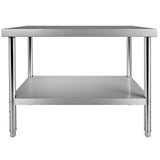 VEVOR Stainless Steel Prep Table, 122 x 46 x 86 cm, 250kg Load Capacity Heavy Duty Metal Worktable with Adjustable Undershelf, Commercial Workstation