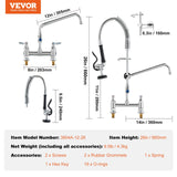 VEVOR Commercial Faucet with Pre-Rinse Sprayer, 26