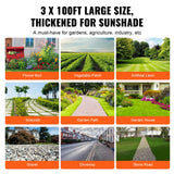 VEVOR Weed Barrier Landscape Fabric, 3*100FT Heavy Duty Garden Weed Fabric, Woven PP Weed Control Fabric, Driveway Fabric, Geotextile Fabric for Landscaping, Ground Cover, Weed Blocker Weed Mat, Black - Rear View