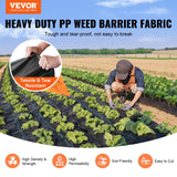VEVOR Weed Barrier Landscape Fabric, 6*100FT Heavy Duty Garden Weed Fabric, Woven PP Weed Control Fabric, Driveway Fabric, Geotextile Fabric for Landscaping, Ground Cover, Weed Blocker Weed Mat, Black - Front View