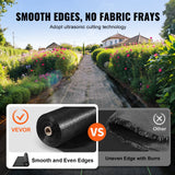 VEVOR Weed Barrier Landscape Fabric, 6*100FT Heavy Duty Garden Weed Fabric, Woven PP Weed Control Fabric, Driveway Fabric, Geotextile Fabric for Landscaping, Ground Cover, Weed Blocker Weed Mat, Black - Top-Down View
