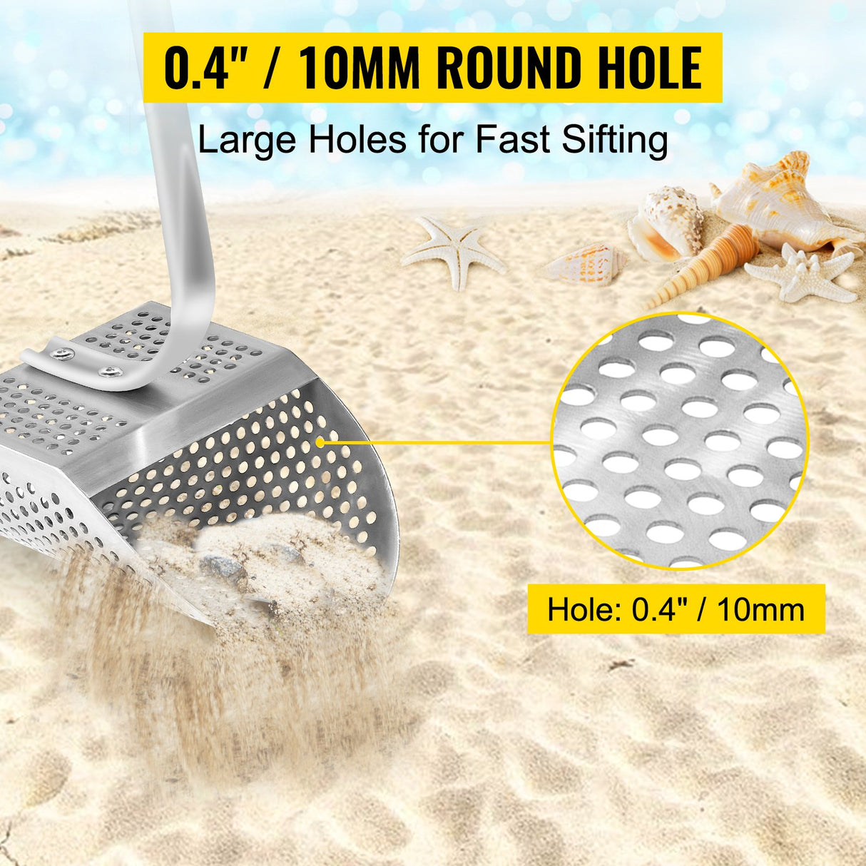 VEVOR Metal Detector Sand Scoop Metal Detecting Hunting Scoop w/ Steel Handle