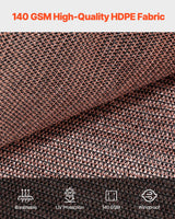 VEVOR 90% Sun Shade Cloth Privacy Screen 305 x 366 cm for Patio Garden (Brown) - Side View