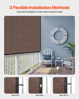 VEVOR 90% Sun Shade Cloth Privacy Screen 305 x 366 cm for Patio Garden (Brown) - 45-Degree Angle