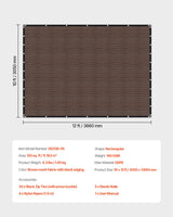 VEVOR 90% Sun Shade Cloth Privacy Screen 305 x 366 cm for Patio Garden (Brown) - Close-Up Angle
