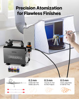 VEVOR Airbrush Kit Air Brush Kit 1/6 HP Air Compressor 1 Airbrush 3 Tips Paint - Front View