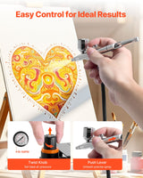 VEVOR Airbrush Kit Air Brush Kit 1/6 HP Air Compressor 1 Airbrush 3 Tips Paint - Top-Down View