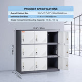 VEVOR 9 Doors Metal Storage Cabinet Employees Steel Storage Cabinet Office Gray - Close-Up Angle