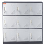 VEVOR 9 Doors Metal Storage Cabinet Employees Steel Storage Cabinet Office Gray - Extra Image