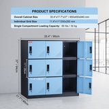 VEVOR 9 Doors Metal Storage Cabinet Employees Steel Storage Cabinet Office Black - Rear View
