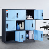 VEVOR 9 Doors Metal Storage Cabinet Employees Steel Storage Cabinet Office Black - Close-Up Angle