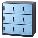 VEVOR 9 Doors Metal Storage Cabinet Employees Steel Storage Cabinet Office Black - Low Angle