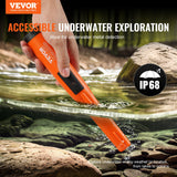 VEVOR Metal Detector Pinpointer, IP68 Fully Waterproof Handheld Pin Pointer Wand, 11.4 cm Detection Depth, 3 Modes, Professional Treasure Hunting Probe with Holster and 9V Battery, for Adults and Kids - Front View
