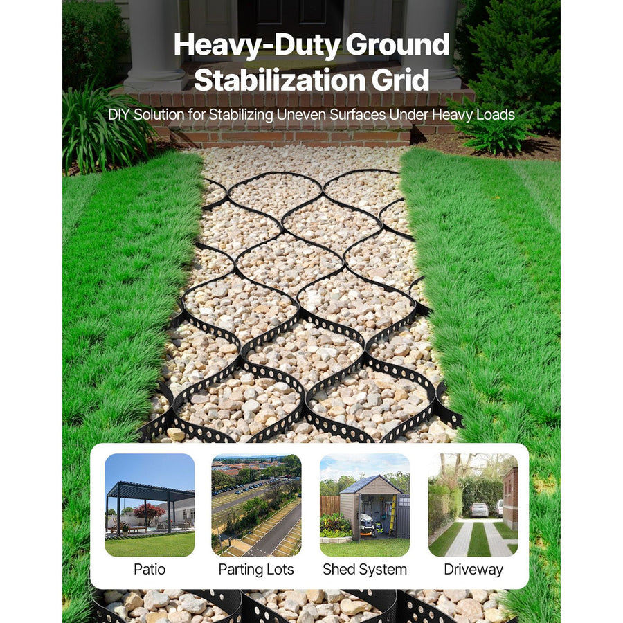 Gravel Grid, 75mm Depth, 5.2 x 2.7m, 853kg Per Sq ft Grass Ground Retainer, Permeable Geo Grids Driveway Stabilization, for Garden, Patio, Walkway, RV Parking Slopes