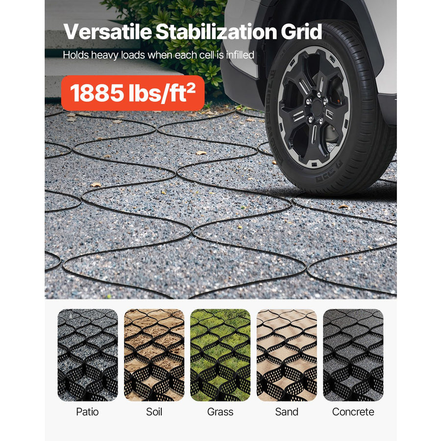 Gravel Grid, 75mm Depth, 5.2 x 2.7m, 853kg Per Sq ft Grass Ground Retainer, Permeable Geo Grids Driveway Stabilization, for Garden, Patio, Walkway, RV Parking Slopes