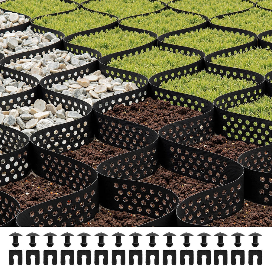 Gravel Grid, 75mm Depth, 5.2 x 2.7m, 853kg Per Sq ft Grass Ground Retainer, Permeable Geo Grids Driveway Stabilization, for Garden, Patio, Walkway, RV Parking Slopes