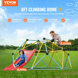 VEVOR Climbing Dome, 8FT Geometric Dome Climber with Slide, for Kids 3 to 9 Years Old, Jungle Gym Supports 600LBS and Easy Assembly, with Climbing Grip, Outdoor and Indoor Play Equipment for Kids - Front View