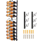 VEVOR Wall Mounted Wine Rack 12x2 Bottles Wine Holder Towel Rack Black Steel Vertical Wine Rack Modern Decorative Wall Mounted Wine Bottle Holder Forward Design Simple Storage Wall Rack 48x11x1 In