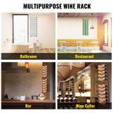 VEVOR Wall Mounted Wine Rack 12x2 Bottles Wine Holder Towel Rack Black Steel Vertical Wine Rack Modern Decorative Wall Mounted Wine Bottle Holder Forward Design Simple Storage Wall Rack 48x11x1 In - Close-Up Angle