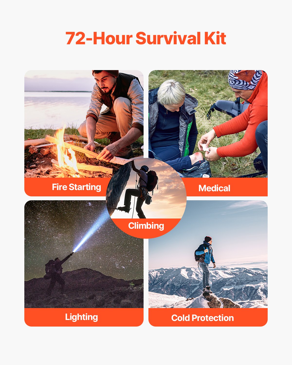 VEVOR Survival First Aid Kit 250 Pieces Emergency Medical Trauma Bag for Camping