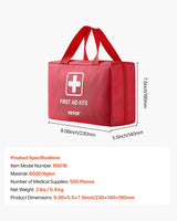VEVOR First Aid Kit 500 Pieces Large Survival Bag Emergency Medical Supplies - Close-Up Angle