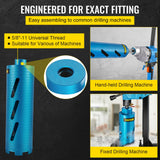 VEVOR Dry Core Drill Bit, 88.9 mm Diameter 11 Threaded, 241.3mm Depth Diamond Coring Bore Tool with a Pilot Bit & Blade, Masonry Hole Saw Bits for